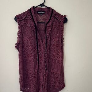 Women's Lace Blouse - burgundy